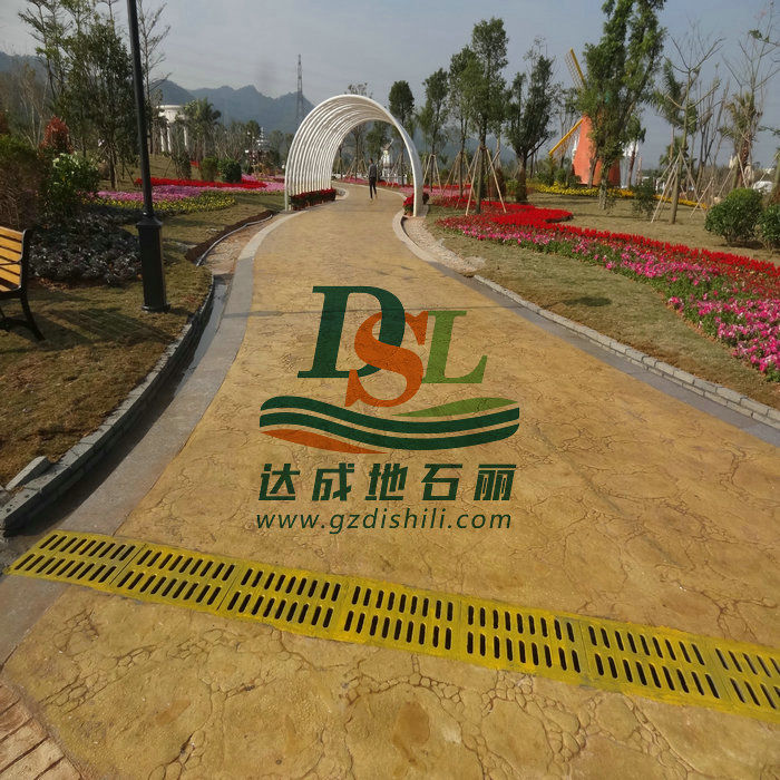 復(fù)古型藝術(shù)壓模地坪，黃色壓印混凝土壓模地坪